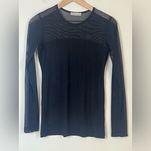 ANATOMIE Long Sleeve Mesh Top Sheer Black Stretch Size Small Made in Italy$178